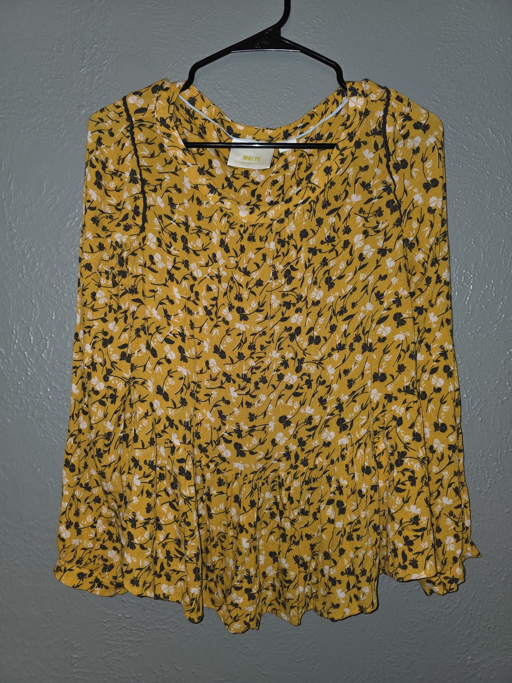 Maeve by Anthropologie Cheyenne Yellow Floral Peplum Blouse Boho Size S